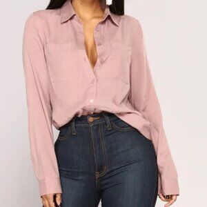 Fashion Nova Purple Button Down Shirt with Notched Collar